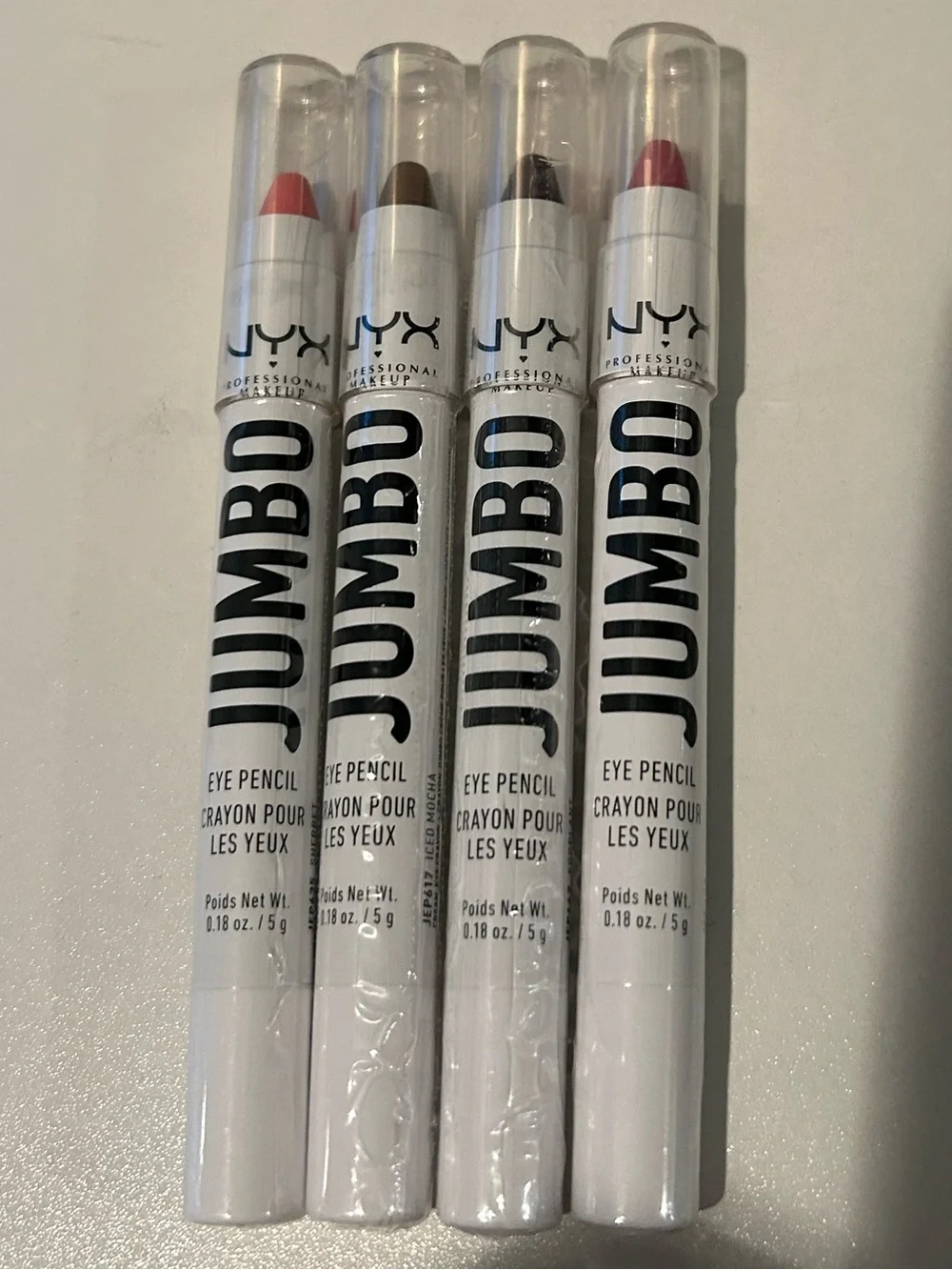 NYX Jumbo 4 piece Full Size Eye Pencil Set - New Factory Sealed